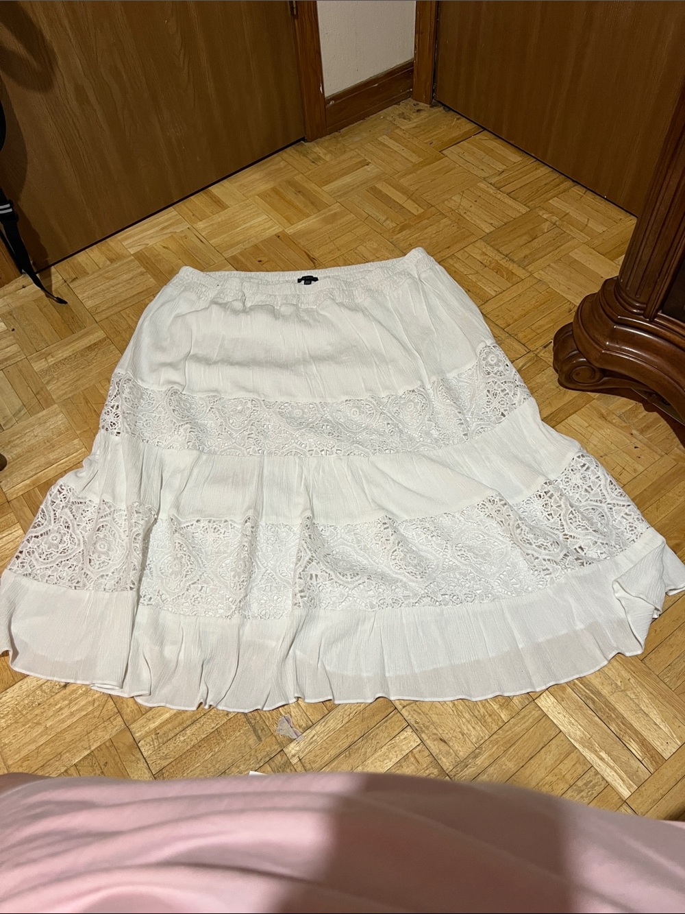 Lane Bryant White Lace-Tier A-Line Skirt